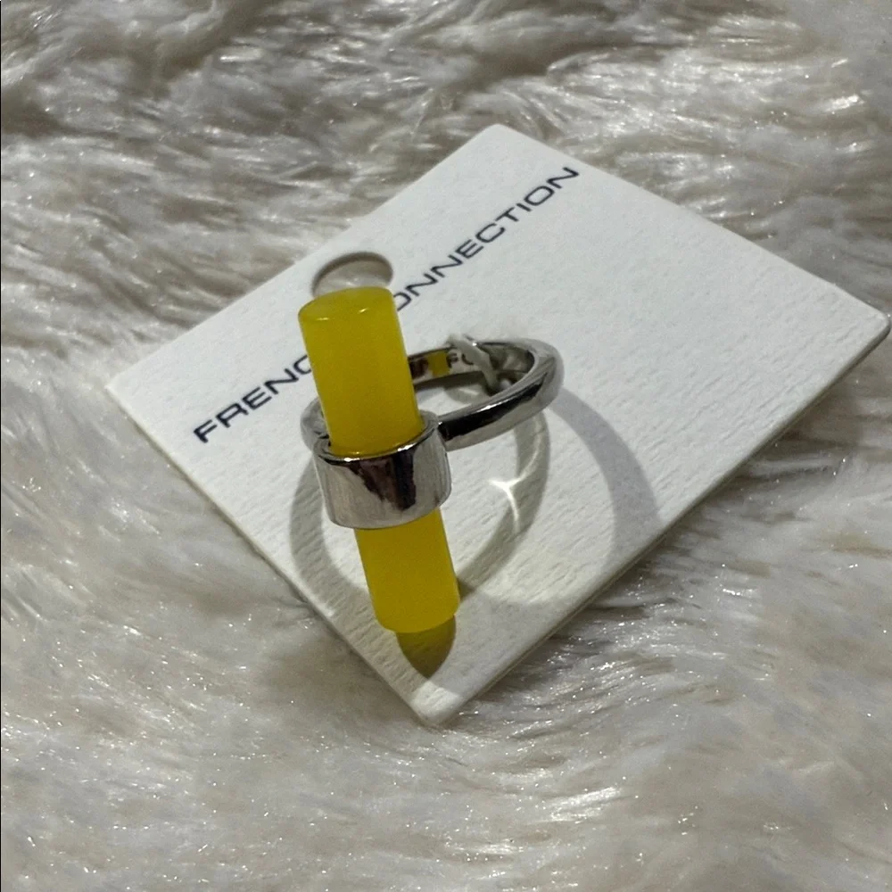 French Connection Yellow and Silver Wearable Ring